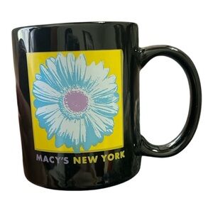 Macy's Black and Yellow Floral Mug Dining Essential